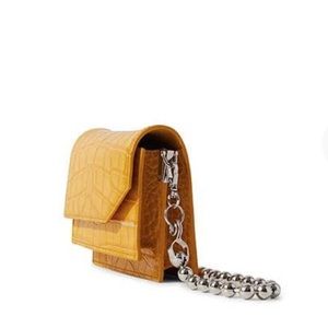 Hanwen yellow mustard crocodile embossed card/coin holder